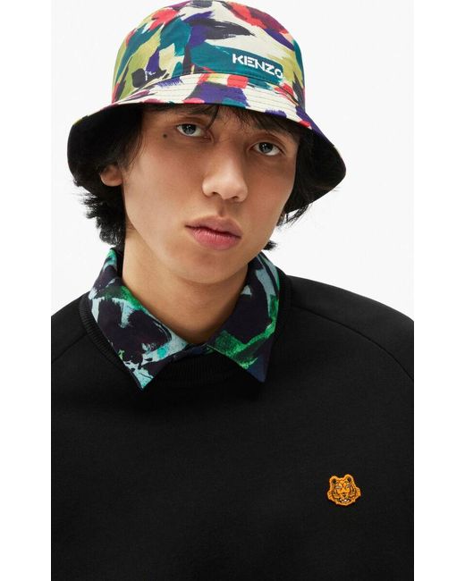 KENZO Black Logo Patch Ribbed Hem Sweatshirt for men