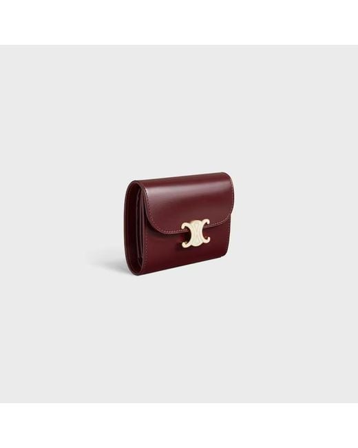 Céline Red Small Flap Wallet Triomphe