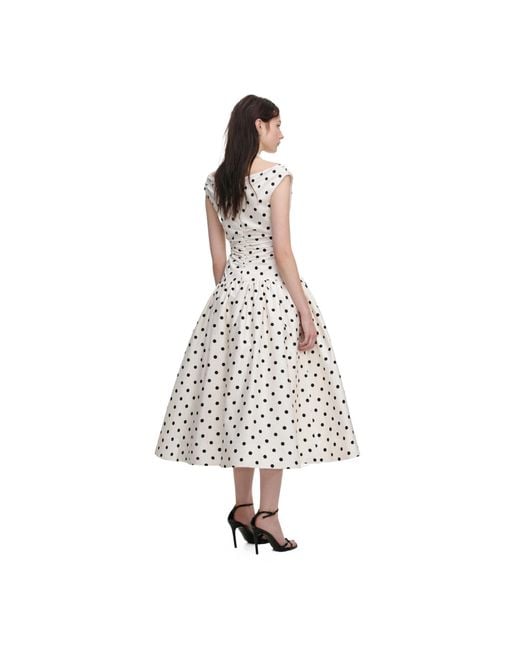 Self-Portrait White Polka Dot Midi Dress