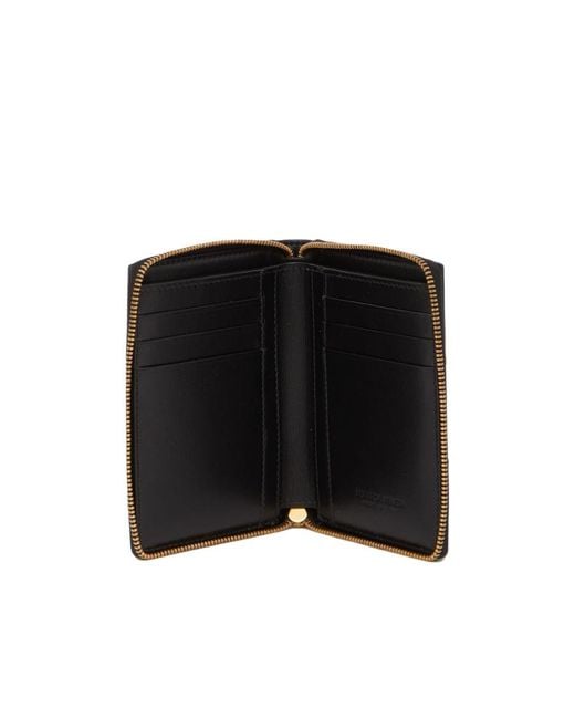 Bottega Veneta Black Intrecciato Zipped Bi-Fold Wallet