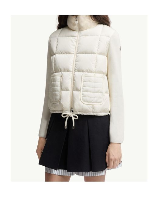 Moncler White Square-Quilted Padded Wool Zip-Up Cardigan