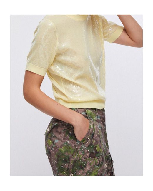 Liu Jo White Sequin-Embroidery Round-Neck T-Shirt