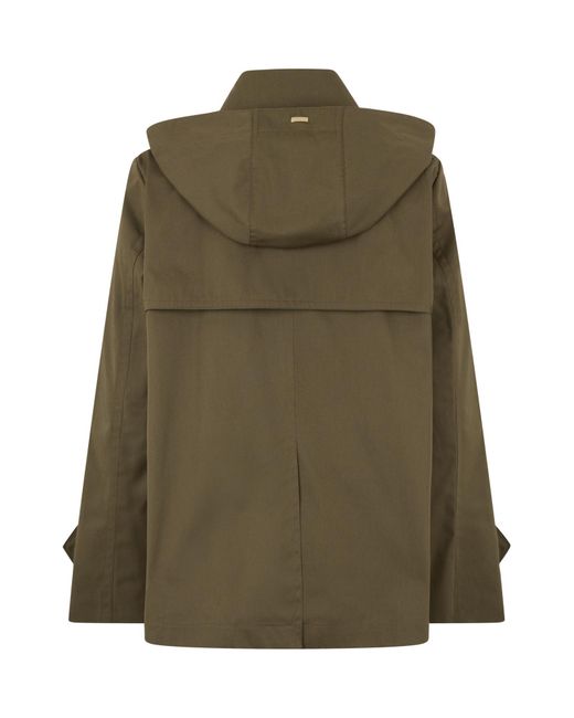 Herno Green Hooded Short Trench Coat