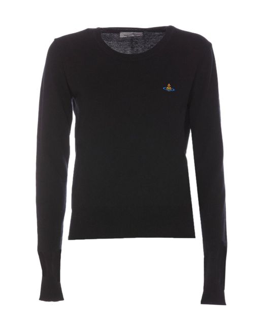 Vivienne Westwood Black Orb Embroidered Knitted Jumper