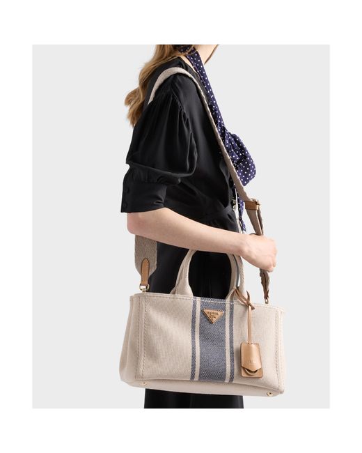 Prada Natural Jardinière Large Cotton Canvas Bag