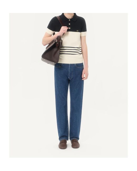 Valentino Black Wool Polo Shirt With Vlogo for men