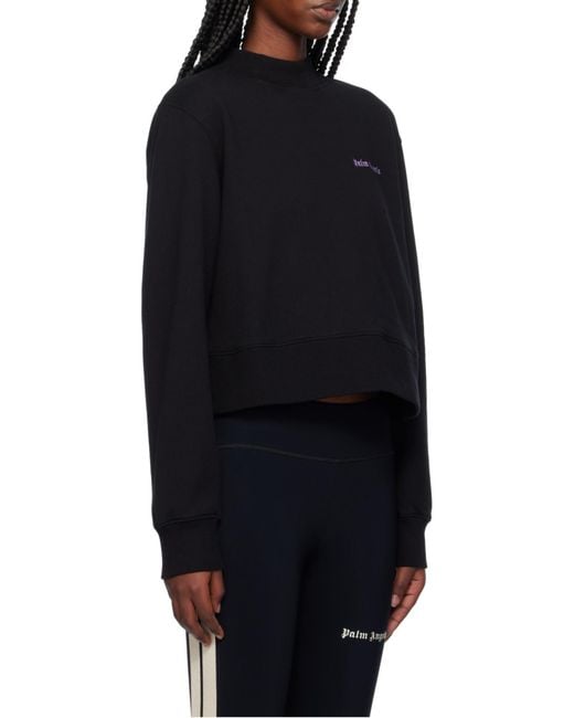 Palm Angels Black Logo Embroidered Crewneck Sweatshirt