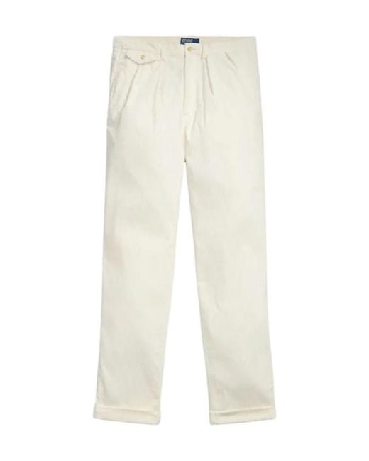 Polo Ralph Lauren White Straight Leg Corduroy Trousers for men