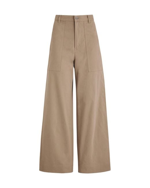 Moncler Natural Wide-Leg Stretch-Cotton Trousers