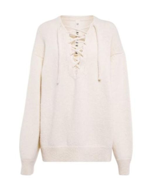 Petar Petrov White Tie-Neck Sweater