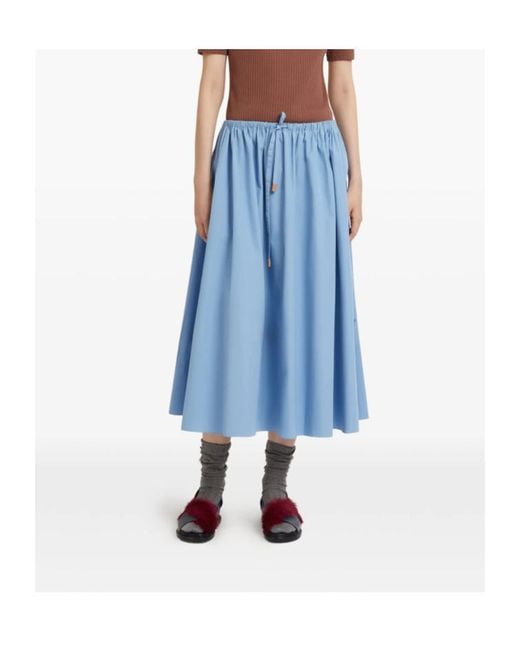 Marni Blue Poplin Drawstring Skirt
