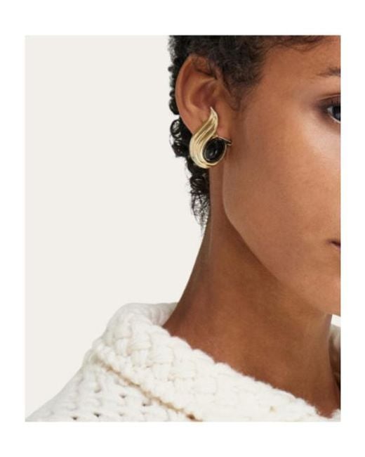 Ferragamo Metallic Earrings With Gems