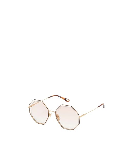 Chloé White Round Metal Frame Sunglasses