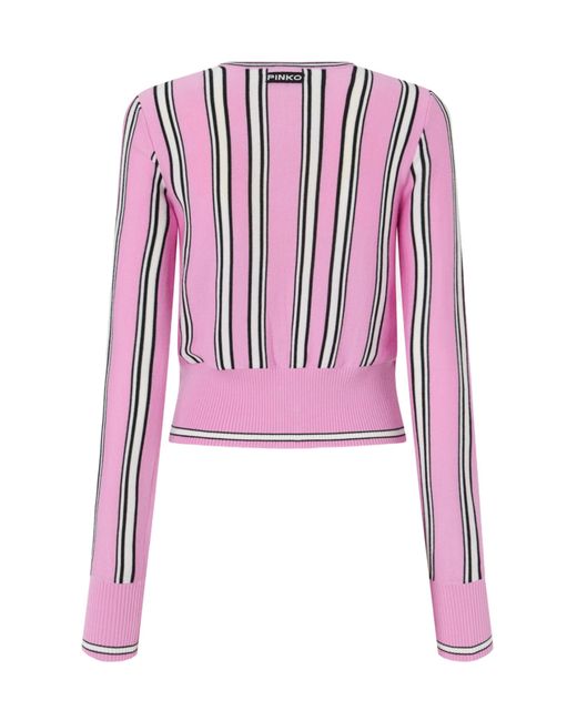 Pinko Pink Striped Buttoned Cardigan