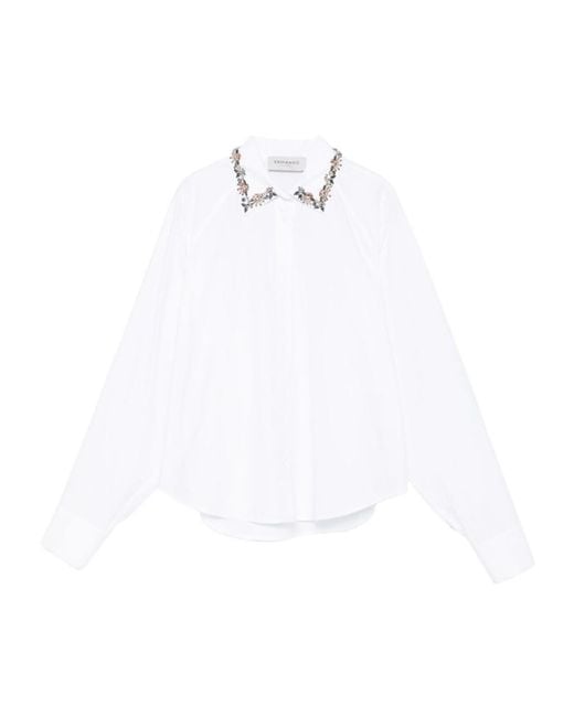 ERMANNO FIRENZE White Floral Collar Shirt
