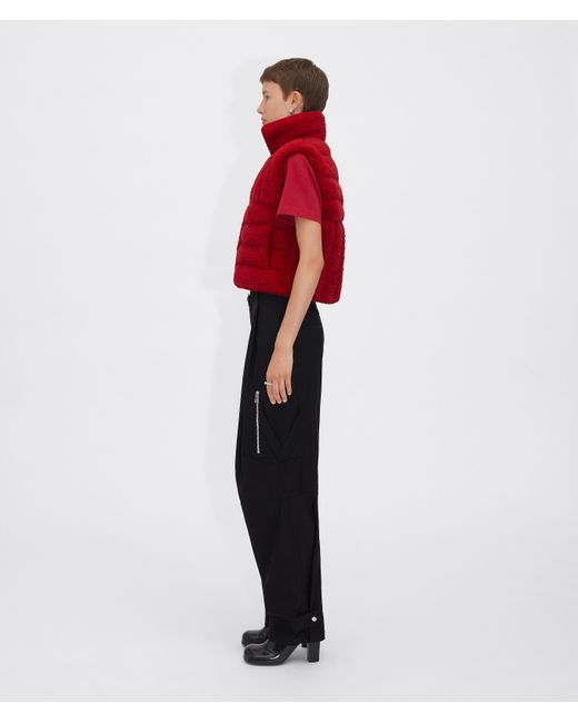 Bottega Veneta Red Quilted Zip-Up Sleeveless Jacket