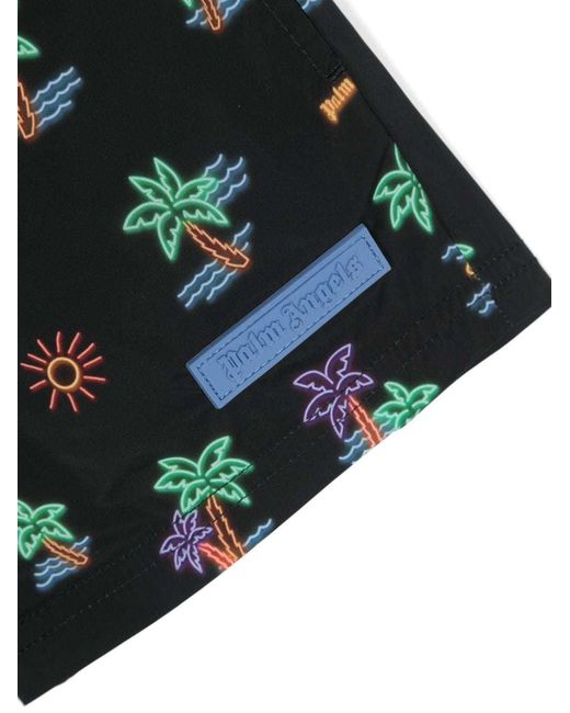 Palm Angels Green Neon Palms Swim Shorts for men