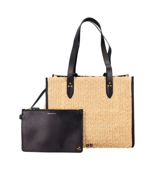 Jérôme Dreyfuss Natural Medium Leon Woven Tote Bag