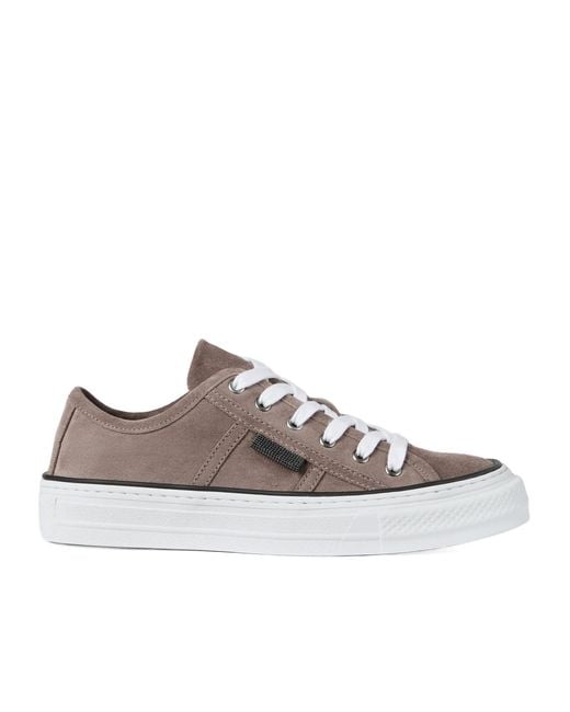 Brunello Cucinelli Brown Low Top Lace-Up Sneakers