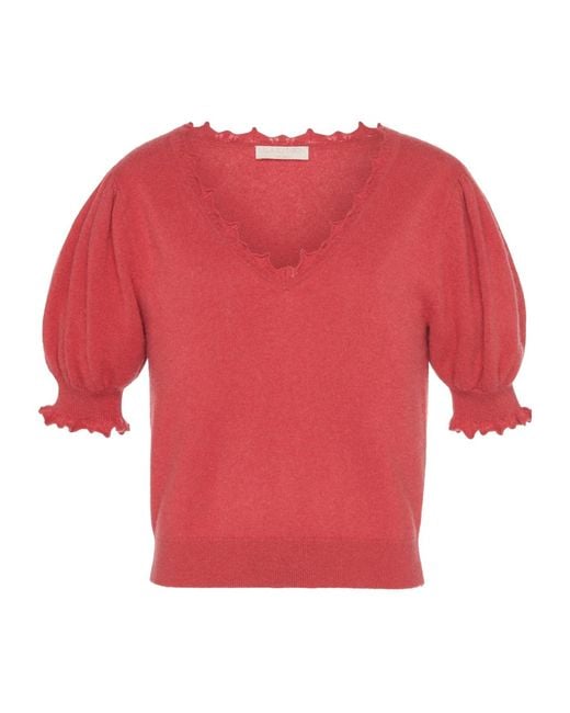 Ulla Johnson Red Polline V-Neck Top