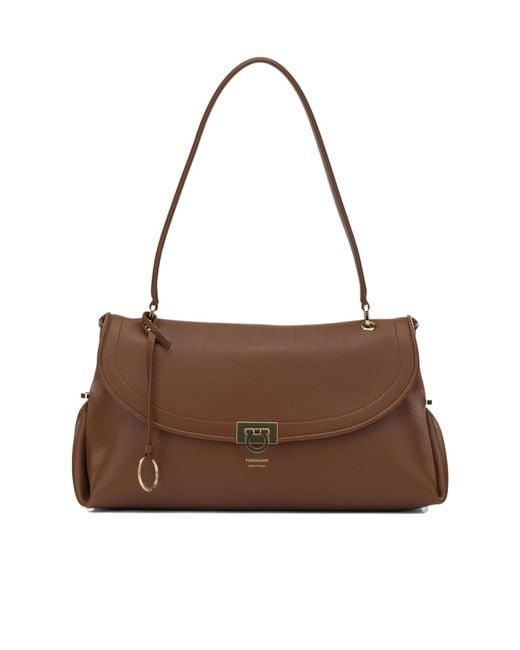 Ferragamo Brown Medium 'Gancini' Shoulder Bag