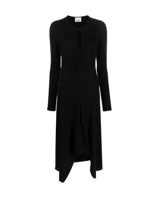 Isabel Marant Black Keyhole-Neck Midi Dress