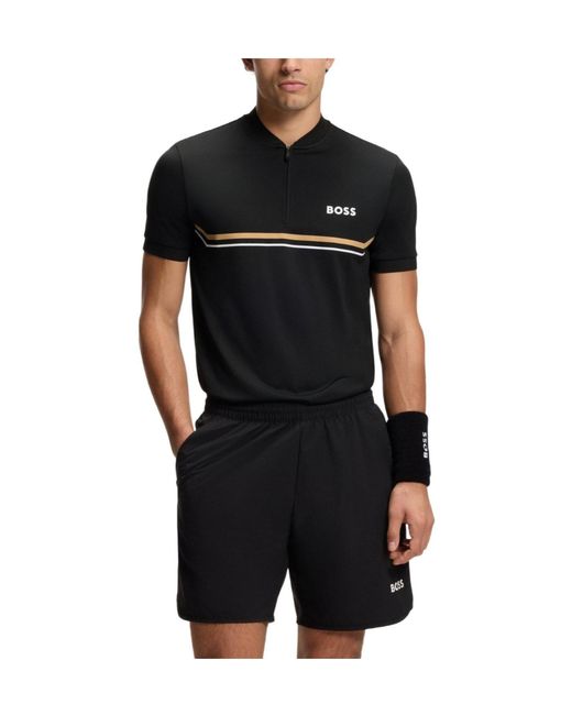 Boss Black Halfzip Standcollar Shortsleeve Polo for men