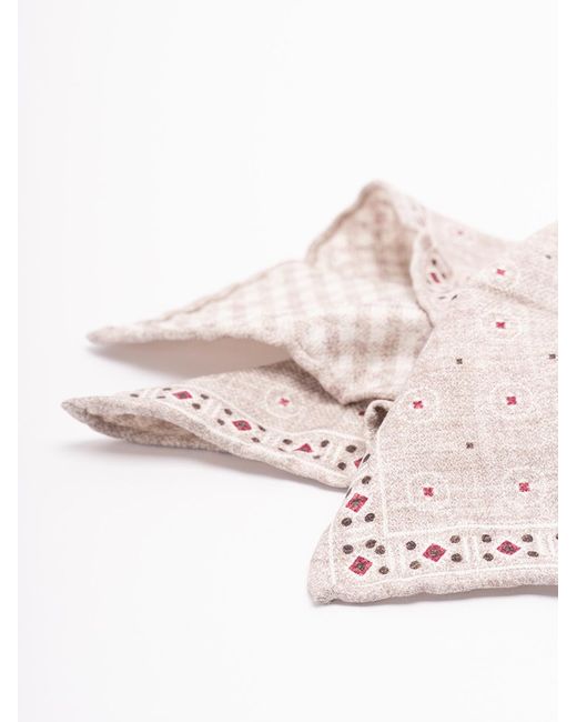 Brunello Cucinelli Pink Checked Silk Scarf for men