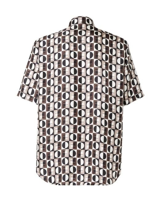 Fendi White All-Over Logo Printed Short Sleeved Shirt for men
