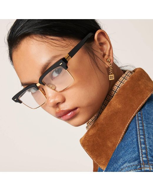 Miu Miu Metallic Logo-Detailed Drop Earrings