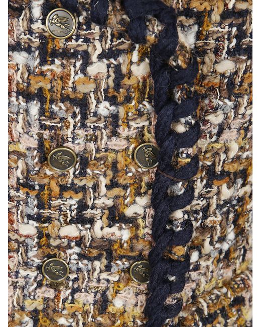 Etro Black Double-Breasted Long Sleeve Tweed Jacket