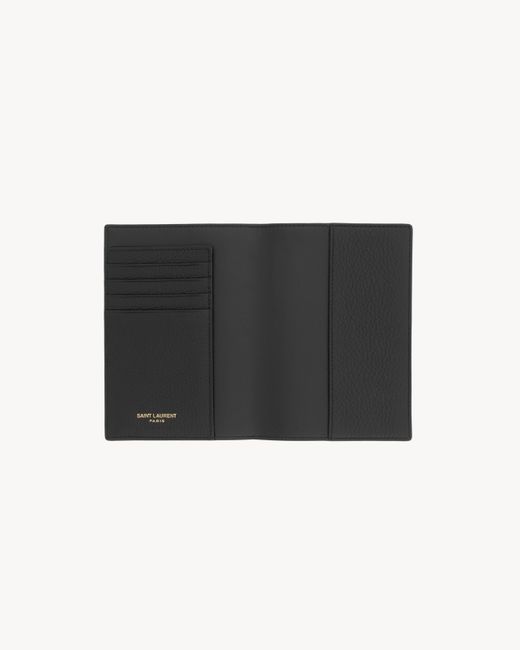 Saint Laurent Black Tiny Cassandre Passport Case for men