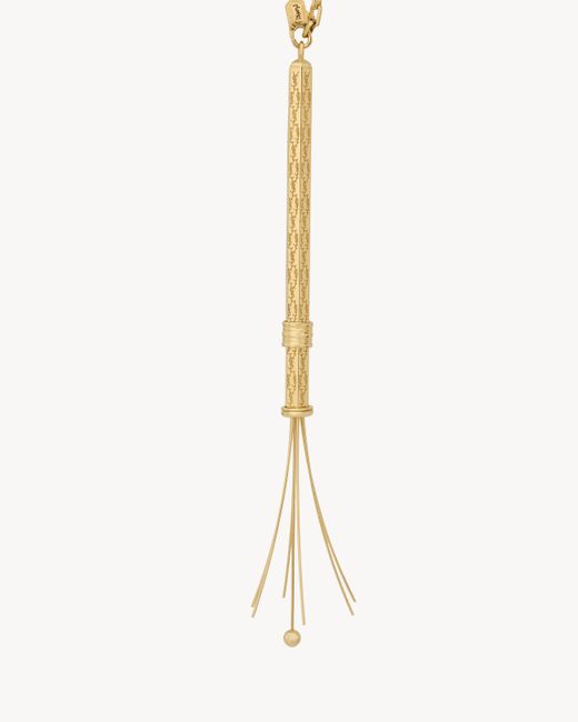 Saint Laurent White Metal Necklace Shaped Like A Cocktail Stirrer for men