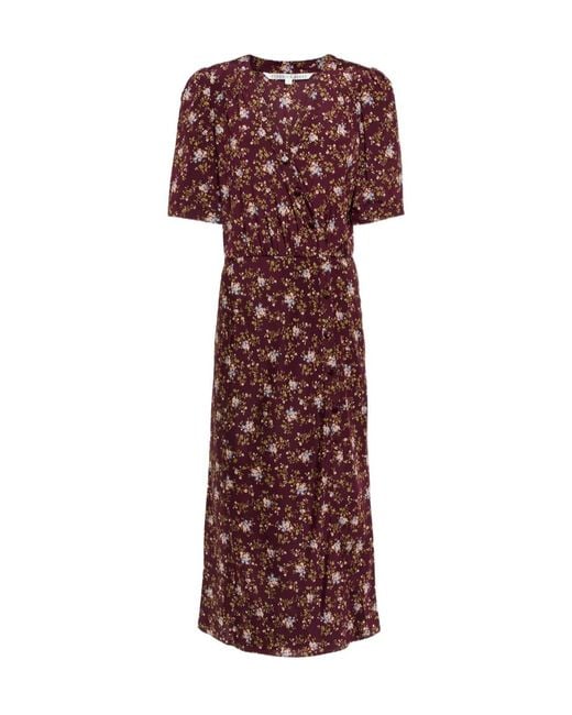 Veronica Beard Red Flower Pattern Printed Dress