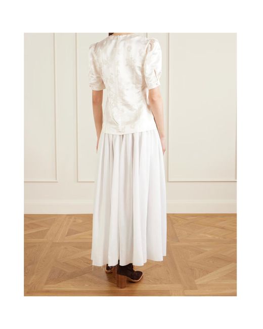 Gabriela Hearst White Oberon Floral-Jacquard Silk-Twill Blouse