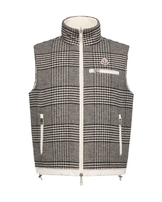 Moncler Gray Gienah Reversible Wool Blend Down Vest for men
