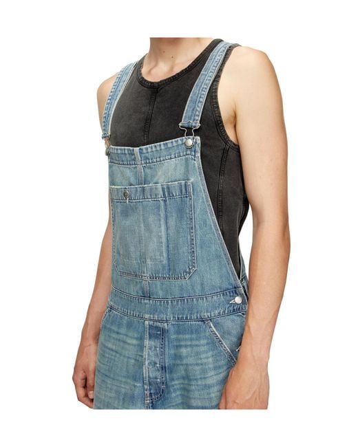 DIESEL Blue D-Framu-U Denim Dungarees for men