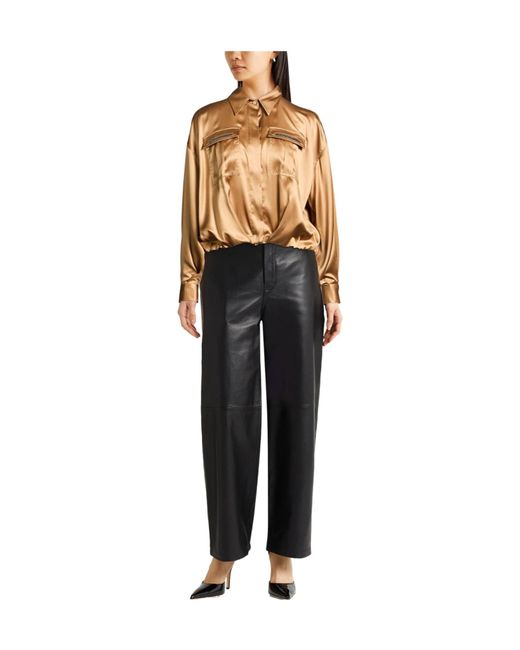 Brunello Cucinelli Natural Solid-Color Comfortable Embroidered Blouse