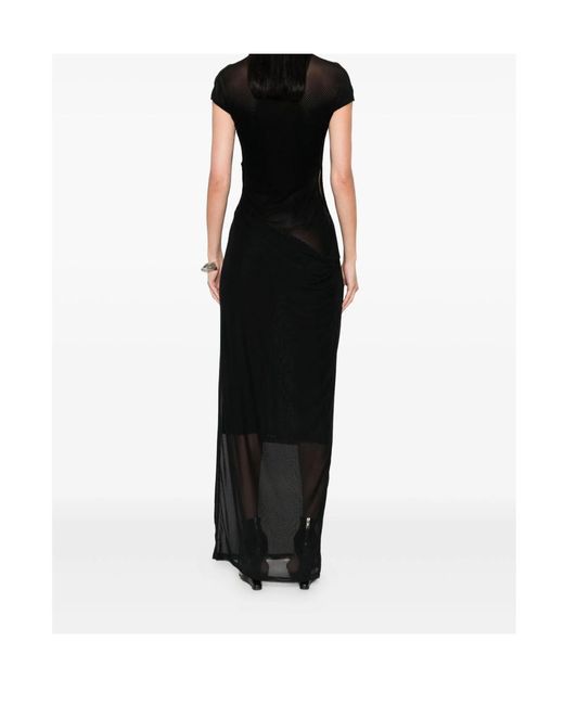 Jean Paul Gaultier Black Mesh-Panelled Maxi Dress