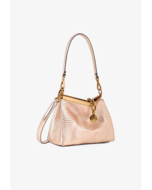 Etro Pink Small Metallic Leather Vela Bag