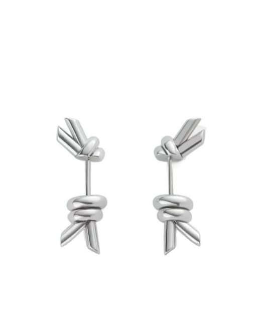 Bottega Veneta White Knot Stud Earrings