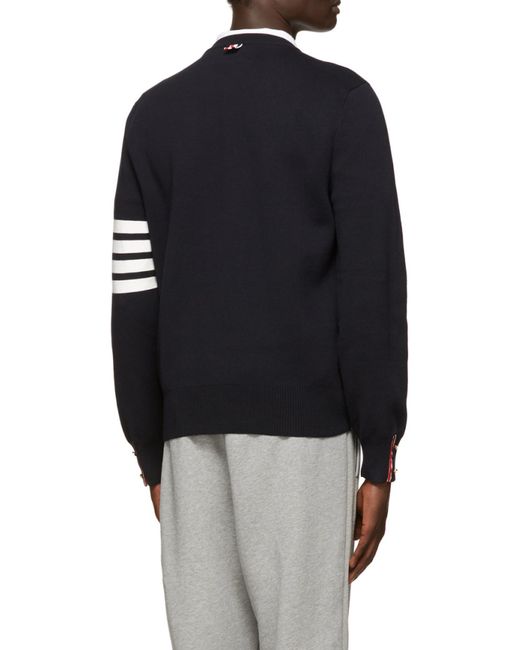 Thom Browne Blue Bar Crewneck Jumper for men