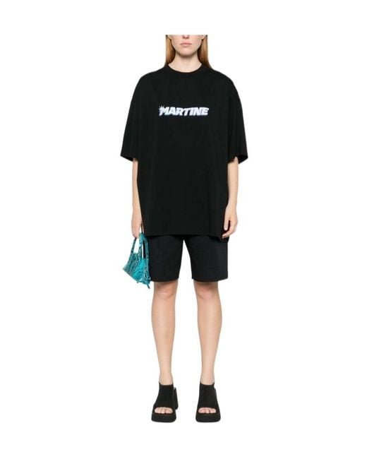 Martine Rose Black Logo Printed Crewneck T-Shirt for men