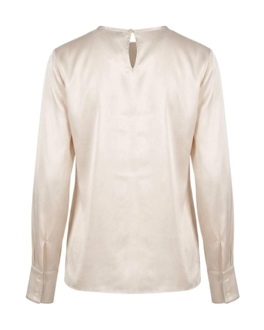 Peserico White Satin-Finish Long-Sleeve Top