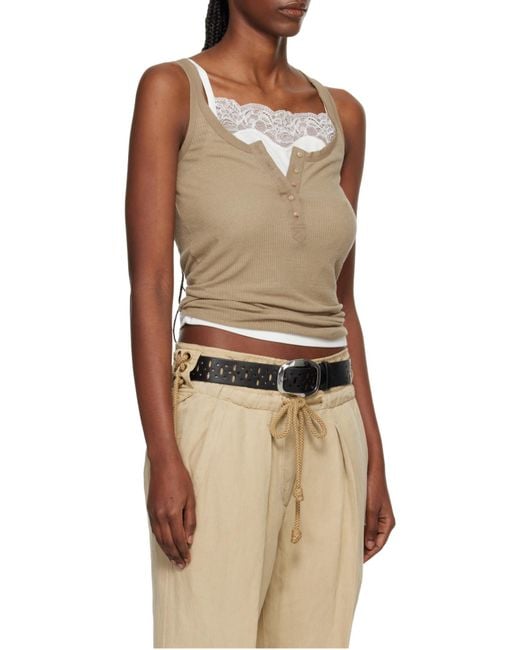 Isabel Marant Natural Helma Ribbed Henley Tank Top
