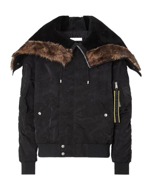 Fendi Black Patchwork Nylon Bomber Jacket for men