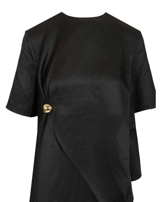 Loulou de Saison Black Madea Draped Asymmetric Top