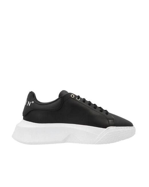 Philipp Plein Black Platform Laced Casual Sneakers for men