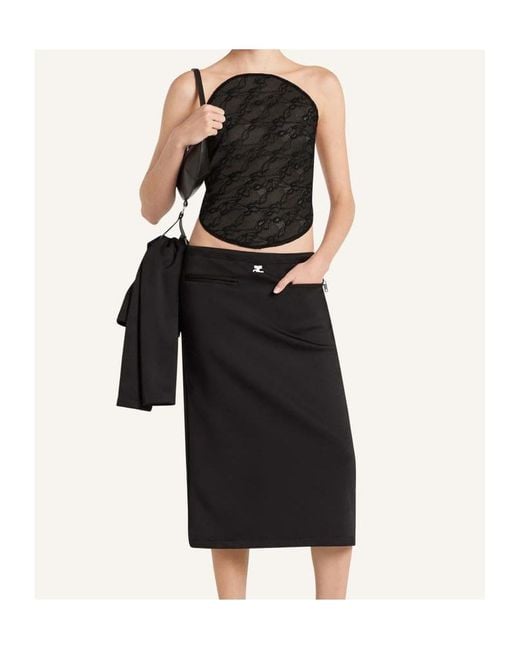 Courreges Black Mesh-Panel Bodysuit