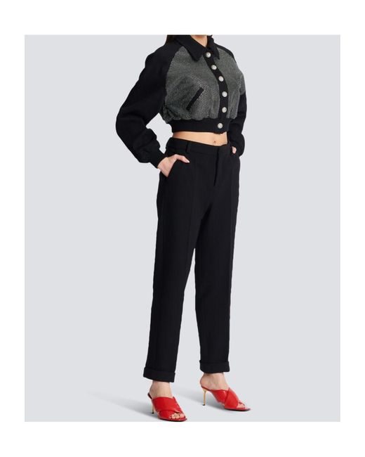 Balmain Black High-Rise Tapered Trousers